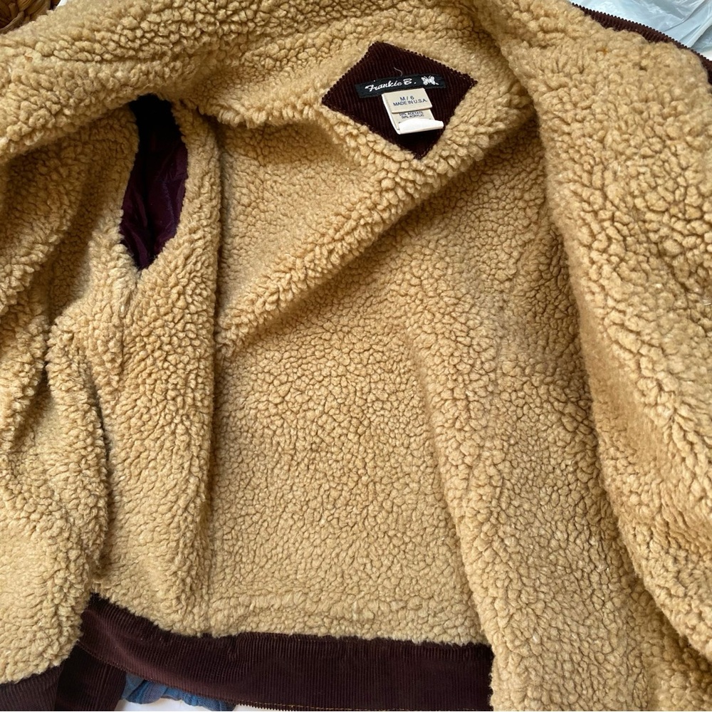 VINTAGE FRANKIE B. BROWN CORDUROY SHERPA LINED  BUTTON UP JACKET - Picture 5 of 8